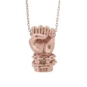 One 18K Rose Gold Pendant with Chain, Partly Rhodium Plated, stamped 750