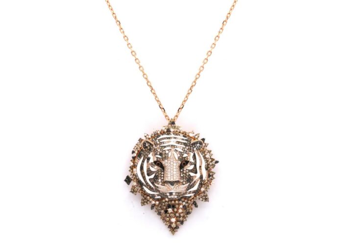One 18K Rose Gold Pendant with Enamelling Work Done, Partly Rhodium Plated, stamped 750