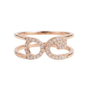 One 18K Rose & White Gold Ring, stamped 750