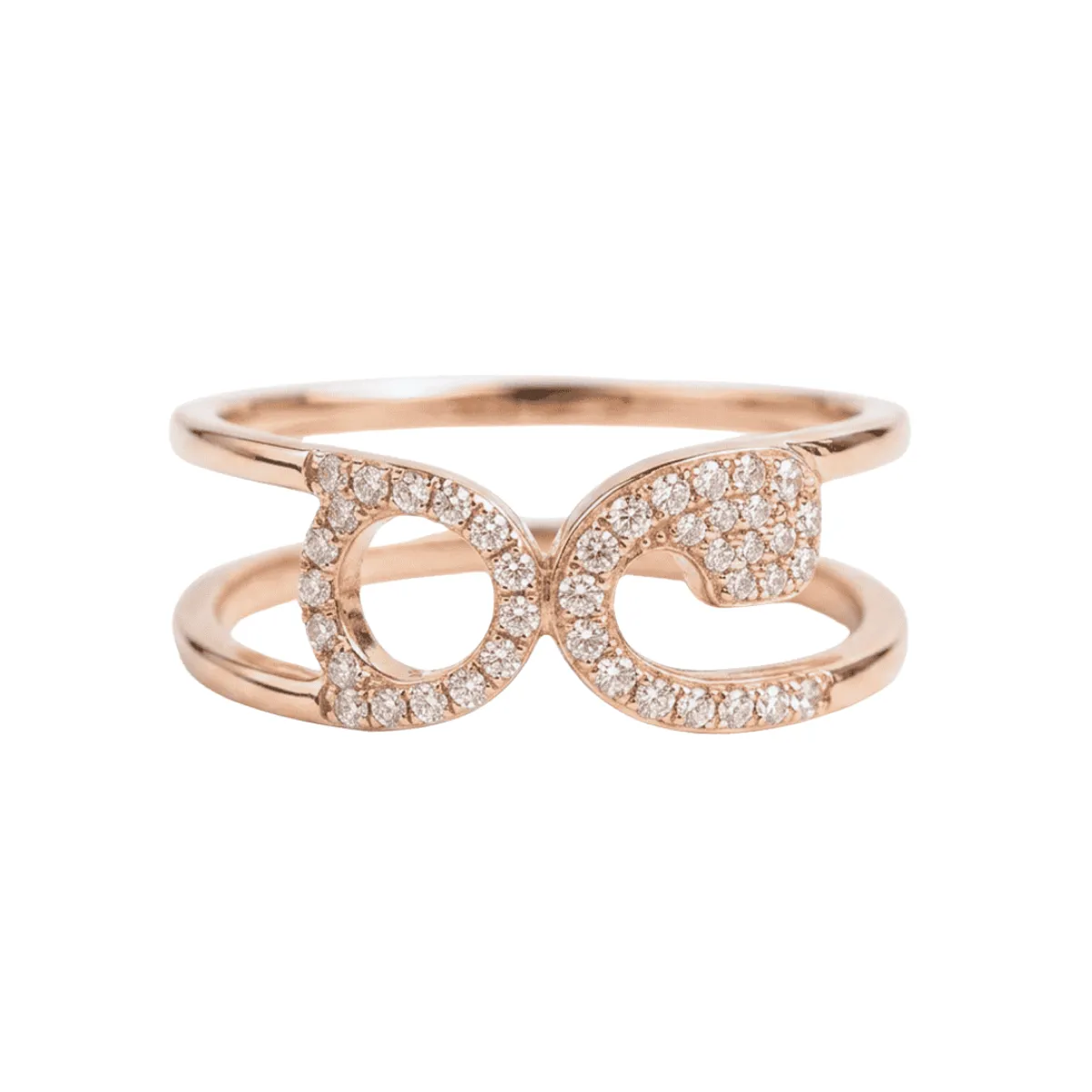 One 18K Rose & White Gold Ring, stamped 750 One 18K Rose & White Gold Ring, stamped 750