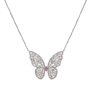 One 18K White Gold Pendant with Chain, stamped 750