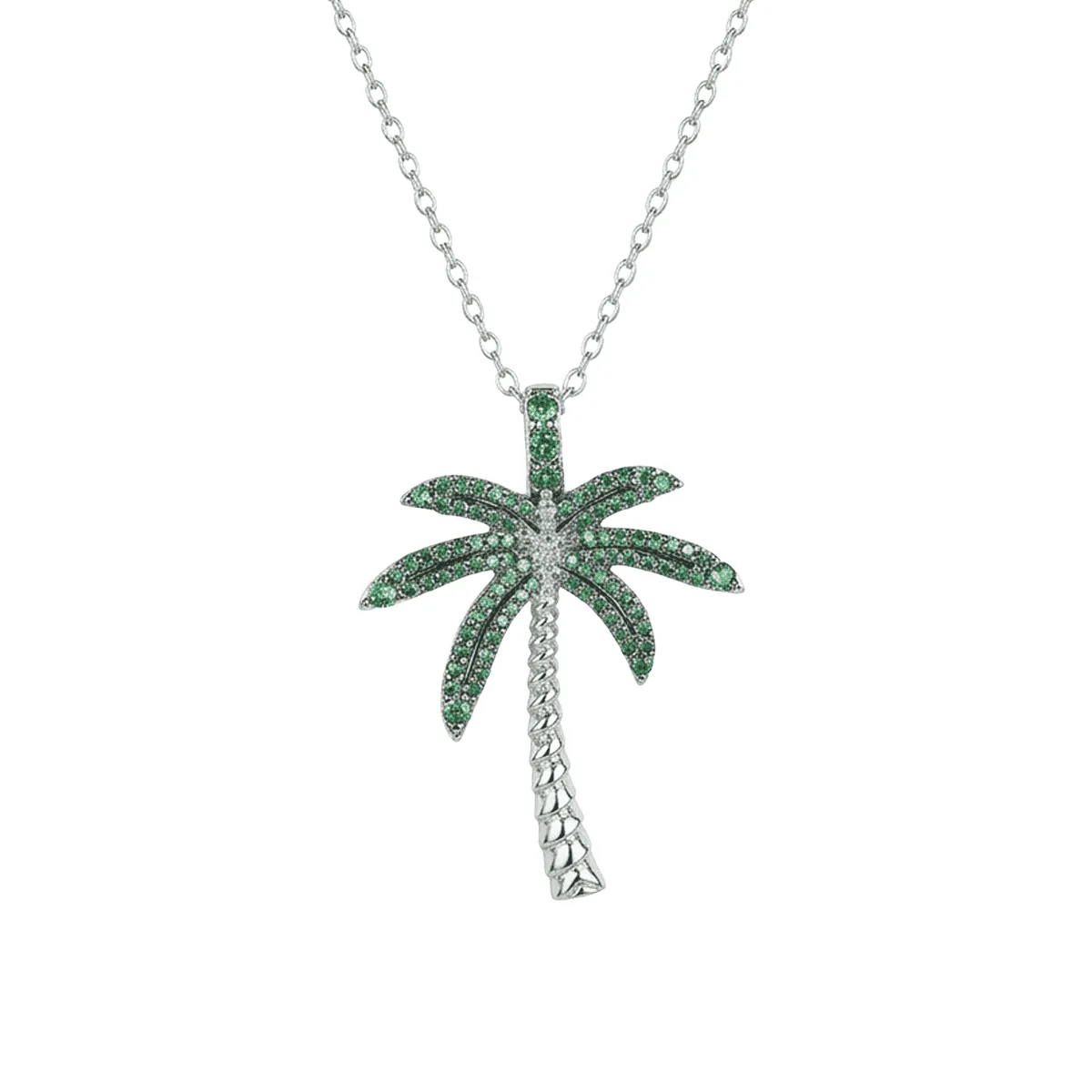 Palm Tree Green Stone Pendant Necklace Palm Tree Green Stone Pendant Necklace