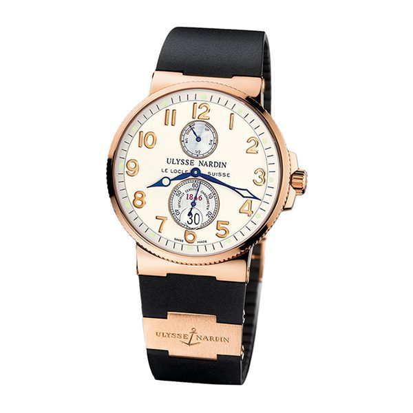 266-66-3- Ulysse Nardin Maxi Marine Chronometer 266-66-3 Silver Dial 18K Rose Gold Men’S Watch